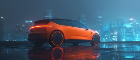 Zeekr 001 оранжевый яркий электромобиль для будущего